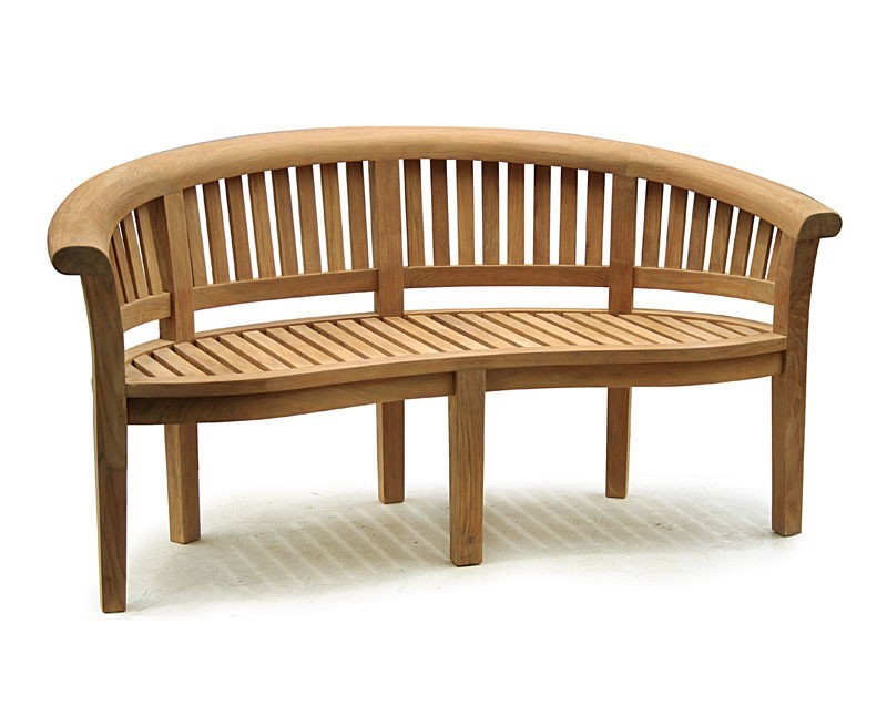 Teak Banana Bench and Coffee Table Conversation Set