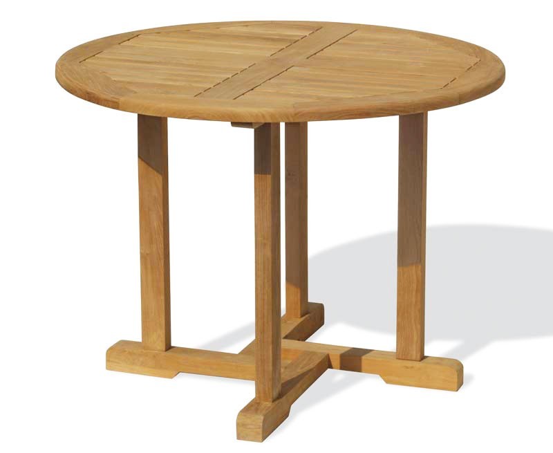 Canfield 4 Seater Teak Round Garden Table and Folding 