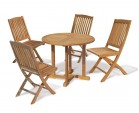 Canfield 4 Seater Teak Round Garden Table and Folding Chairs Set