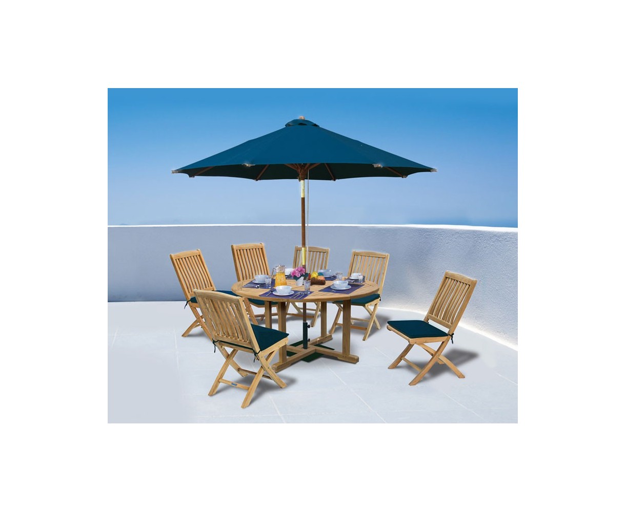 Canfield 5ft Round Table and 6 Bali Folding Chairs