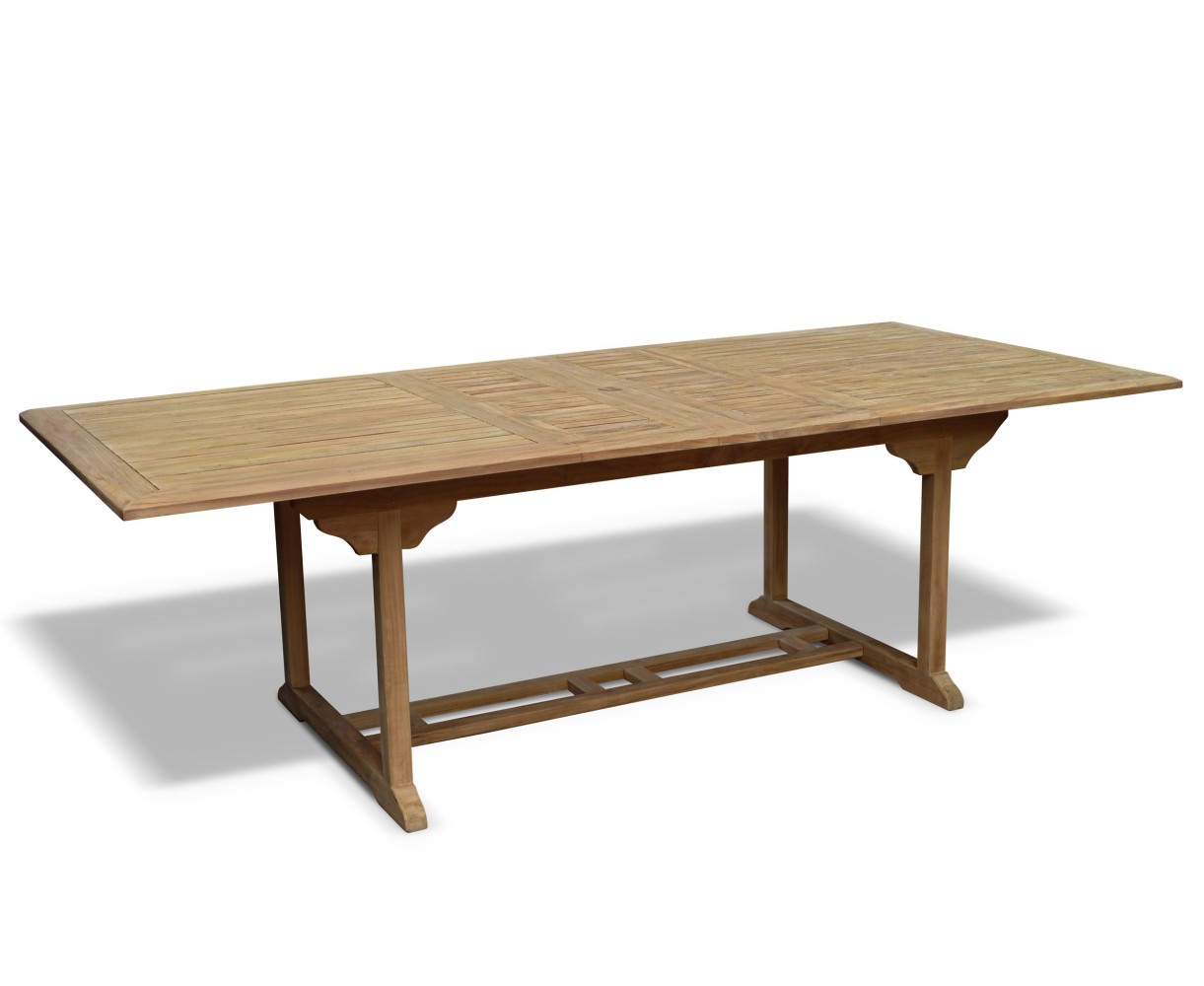 Dorchester Teak Double-Leaf Extending Garden Table 1.8-2.4m x 1.1m