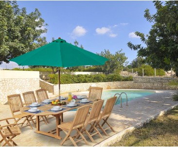 Brompton Garden Extending Table and 8 Folding Chairs Set