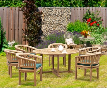 5ft Round Garden Table and 6 Tub Chairs Set