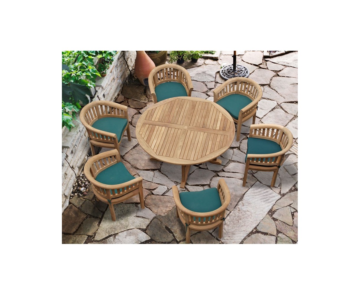 Canfield 5ft Round Garden Table and 6 Tub Chairs Set