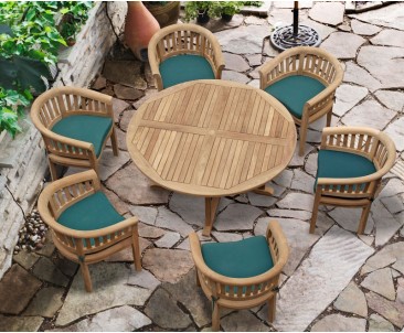 5ft Round Garden Table and 6 Tub Chairs Set