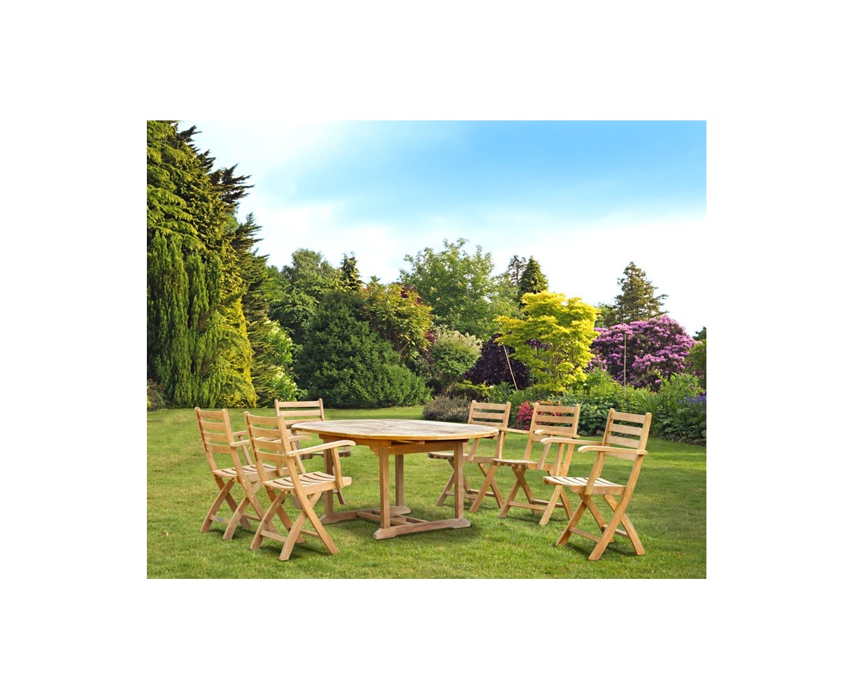 Brompton Extending Garden Table and 6 Folding Chairs Set