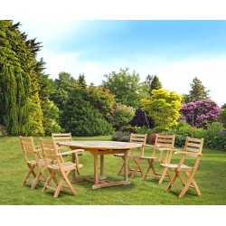 Brompton Extending Garden Table and 6 Folding Chairs Set