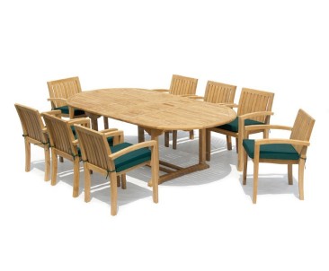 Monaco 8 Seater Extending Dining Set with Stacking Chairs