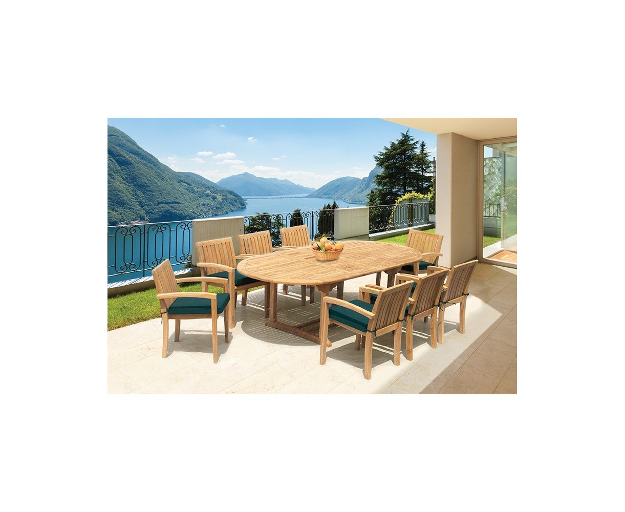 Monaco 8 Seater Extending Dining Set with Stacking Chairs