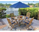 Suffolk Folding Round Garden Table and Arm Chairs Set - Patio Outdoor Dining Set