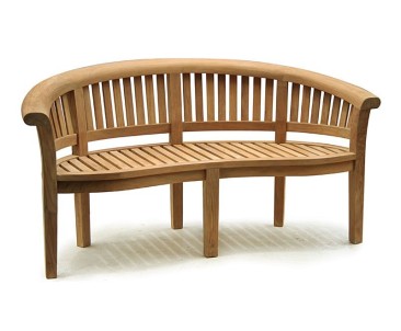 Teak Banana Bench and Coffee Table Set