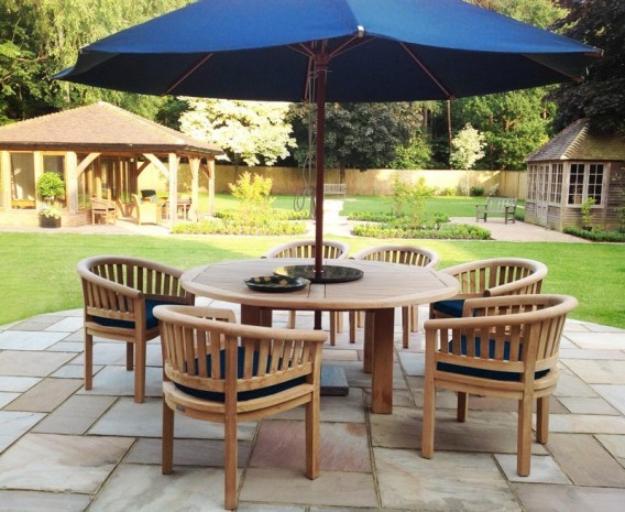 Round 6 Seater Patio Dining Set, Patio Dining Sets 6 Seater