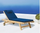 Teak Wooden Garden Sun Lounger with Cushion