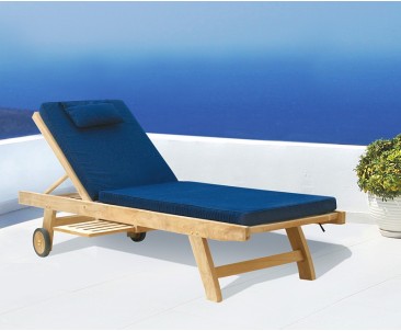 Teak Wooden Garden Sun Lounger with Cushion