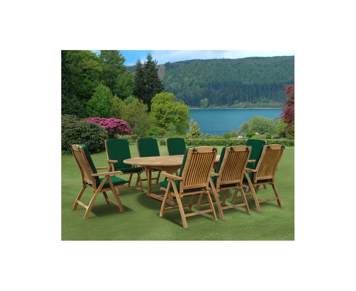 Bali 8 Seater Extending Garden Table and Reclining Chairs Set