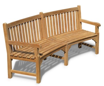 Connaught Teak Curved Garden Bench | Teak Park Bench - 2.2m