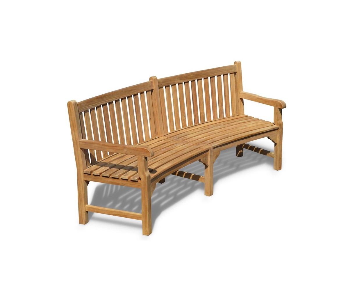 Connaught Teak Curved Garden Bench - 2.2m