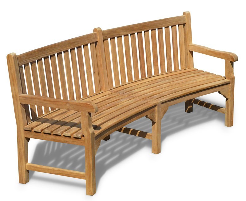 Connaught Teak Curved Garden Bench | Teak Park Bench - 2.2m