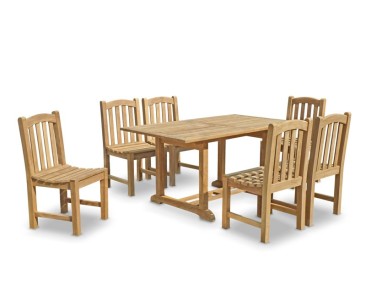 Hilgrove 6 Seater Rectangular Garden Table and Chairs - 6 Seater Dining Table and Chairs