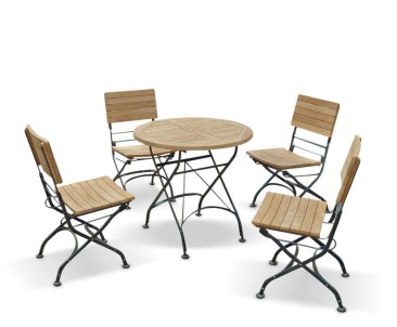 Bistro Round Table and 4 Chairs - Patio Outdoor Bistro Dining Set