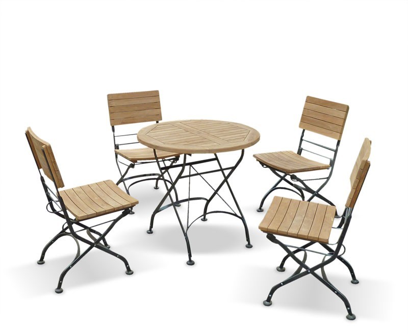 Bistro Round Table and 4 Chairs - Patio Outdoor Bistro Dining Set