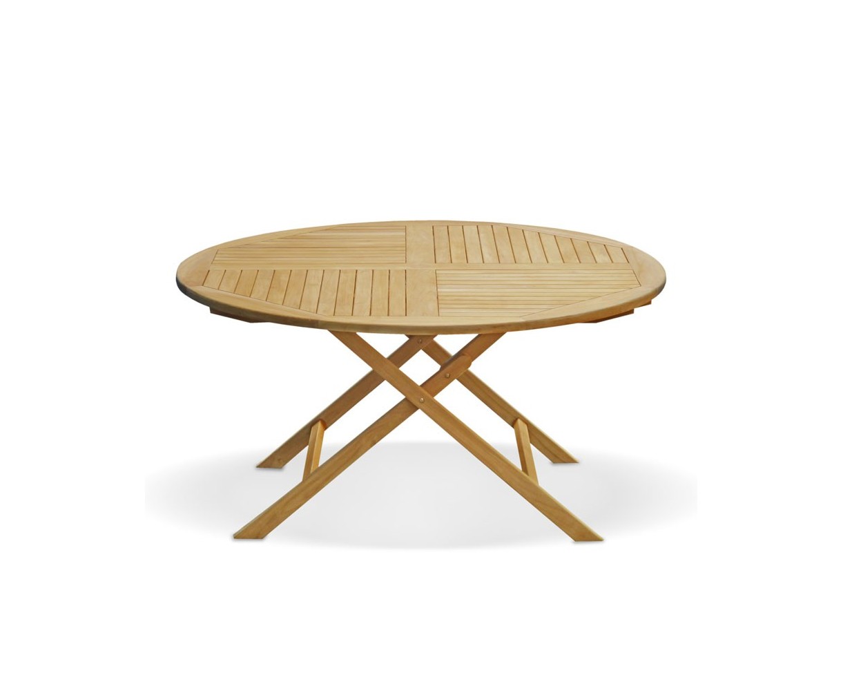 Suffolk Teak Outdoor Folding Round Dining Table - 150cm