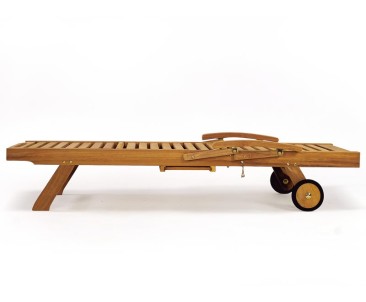 Luxury Reclining Teak Lounger with Arms & Cushion