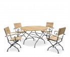 Garden Teak Bistro Table and 4 Chairs - Round Garden Bistro Dining Set
