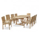 Brompton Extending Garden Table and Chairs Set | Patio Dining Set With Stacking Chairs