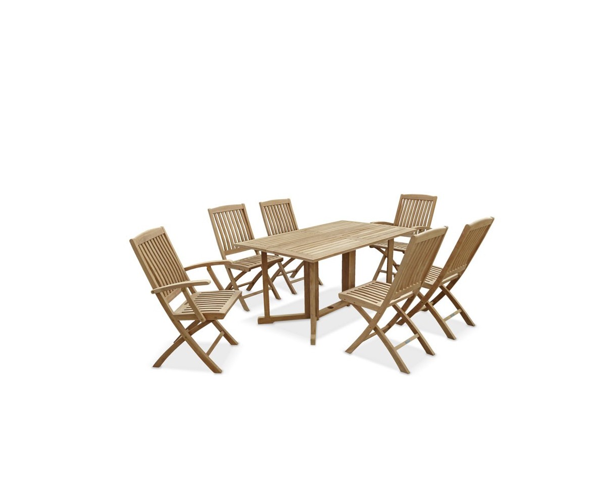 Shelley 6 Seater Rectangular Folding Garden Table, Armchairs and Side Chairs Set