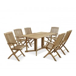Shelley Gateleg Rectangular Garden Table and 6 Arm Chairs Set
