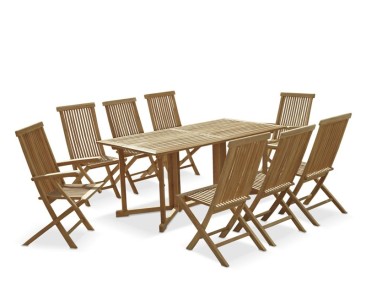 Shelley 8 Seater Gateleg Garden Table and Ashdown Armchairs and Side Chairs Set