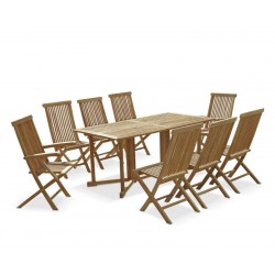 Shelley 8 Seater Gateleg Garden Table and Ashdown Armchairs and Side Chairs Set