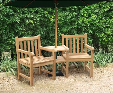 Windsor Teak Garden Companion Seat - Garden Love Bench - Garden Chairs