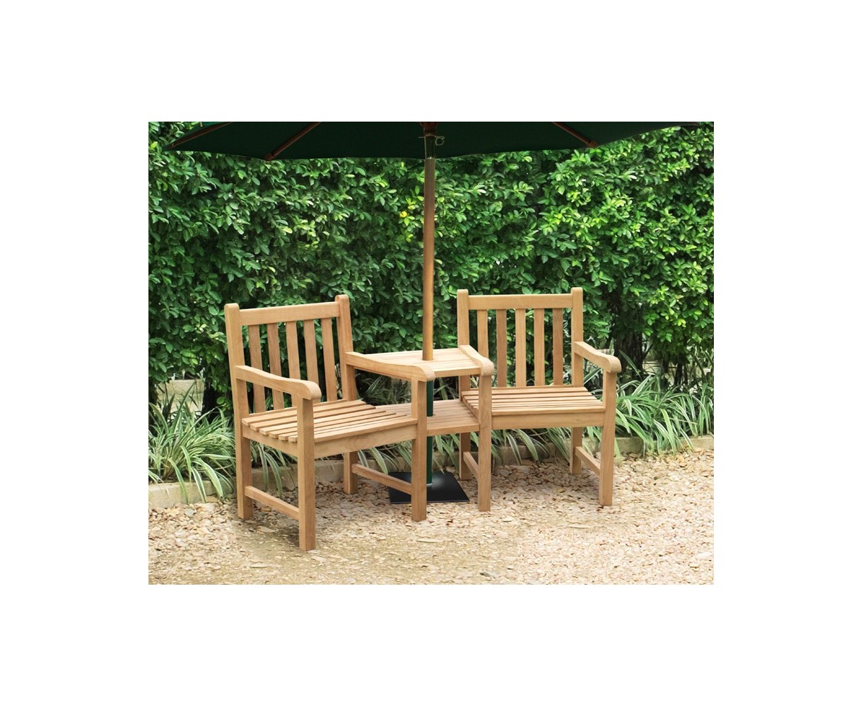 Windsor Teak Garden Companion Seat - Garden Love Bench