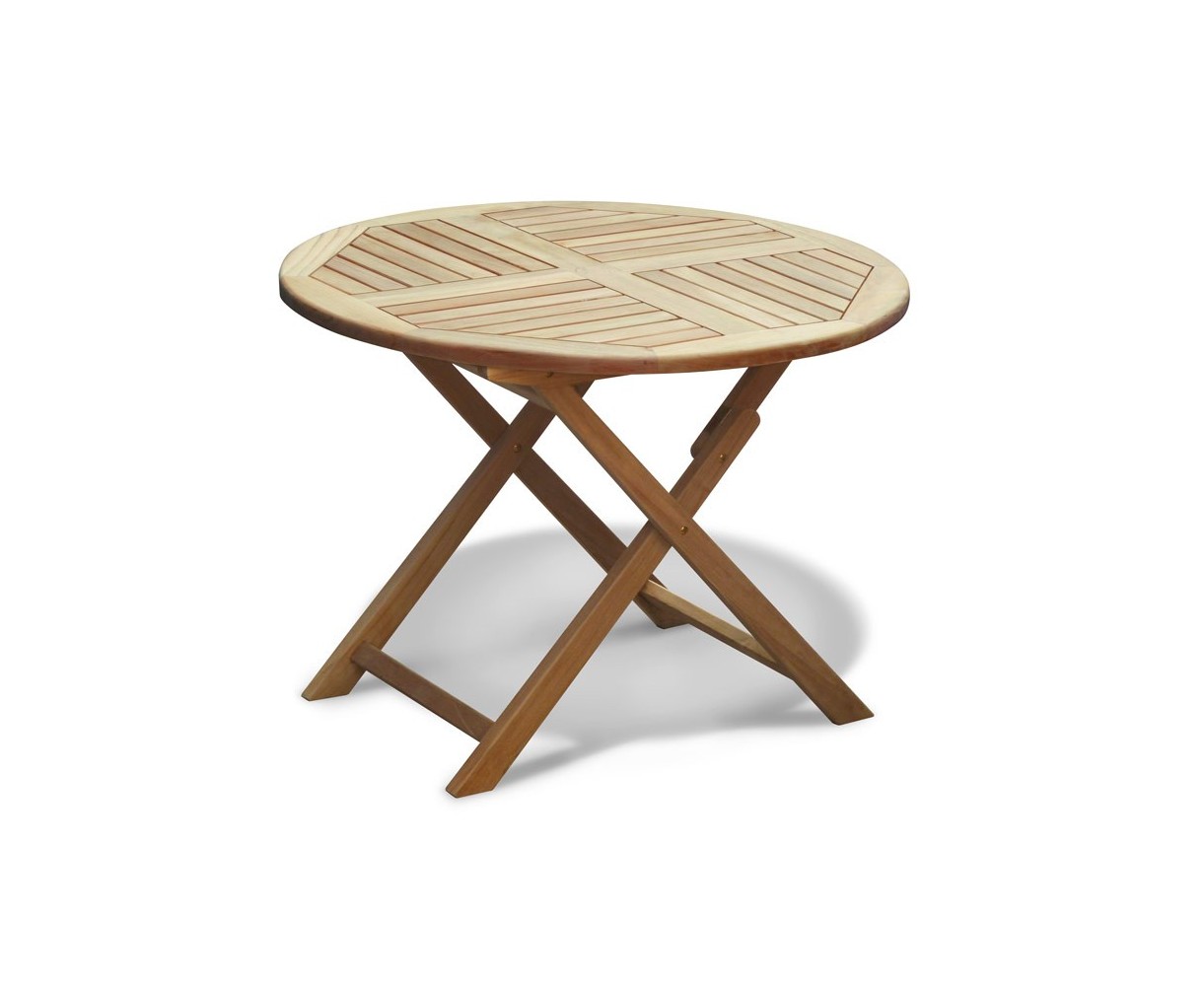 Suffolk Teak Garden Round Folding Table - 1m