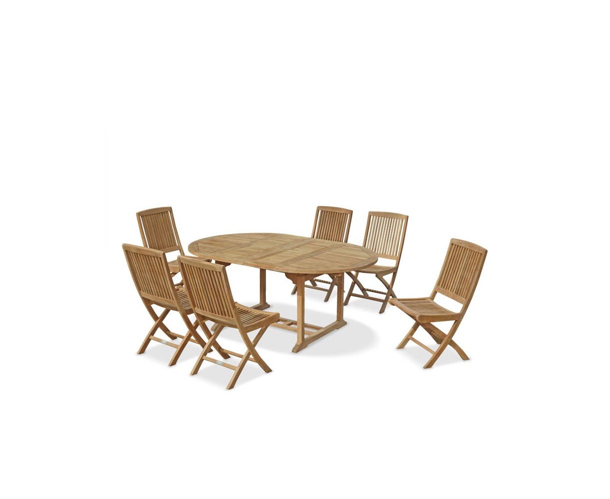 Brompton Teak Double Leaf Extending Garden Table and 6 Chairs Set