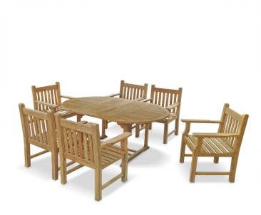 Taverners Six Seater Extendable Dining Set - Extending Table 