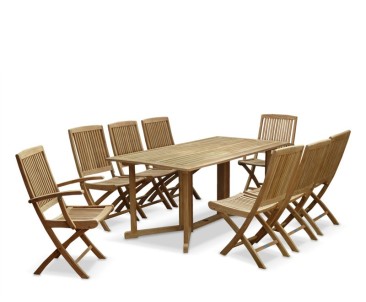 Shelley 8 Seat Garden Drop Leaf Table and Chairs Set