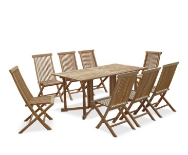 Shelley 8 Seater Rectangular Folding Garden Table and Ashdown Chairs Set
