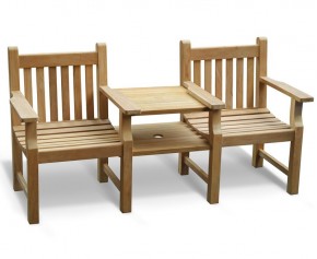 Taverners Vista Teak Garden Companion Seat - Curated Collection of Classic Teak Outdoor Benches