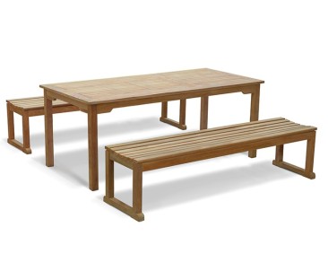 Westminster Teak Table and Benches Set - 180cm