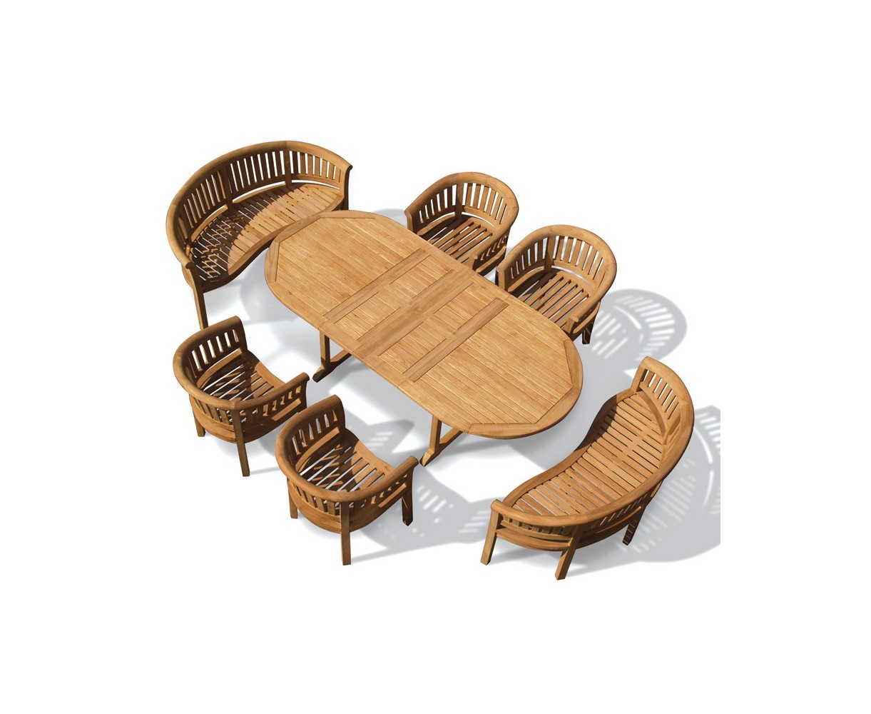 Contemporary Dining Table Set with Benches and Chairs