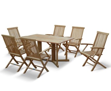 Shelley Teak Garden Gateleg Table and 6 Armchairs - Set 3