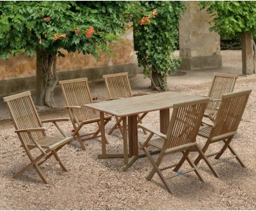 Shelley Teak Garden Gateleg Table and 6 Armchairs - Set 3