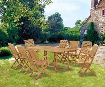 Shelley 1.8m with 8 Bali Armchairs