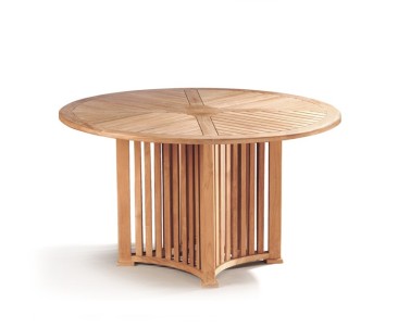 Aero Teak Round Contemporary Dining Table - 130cm - 4 Seater Dining Tables