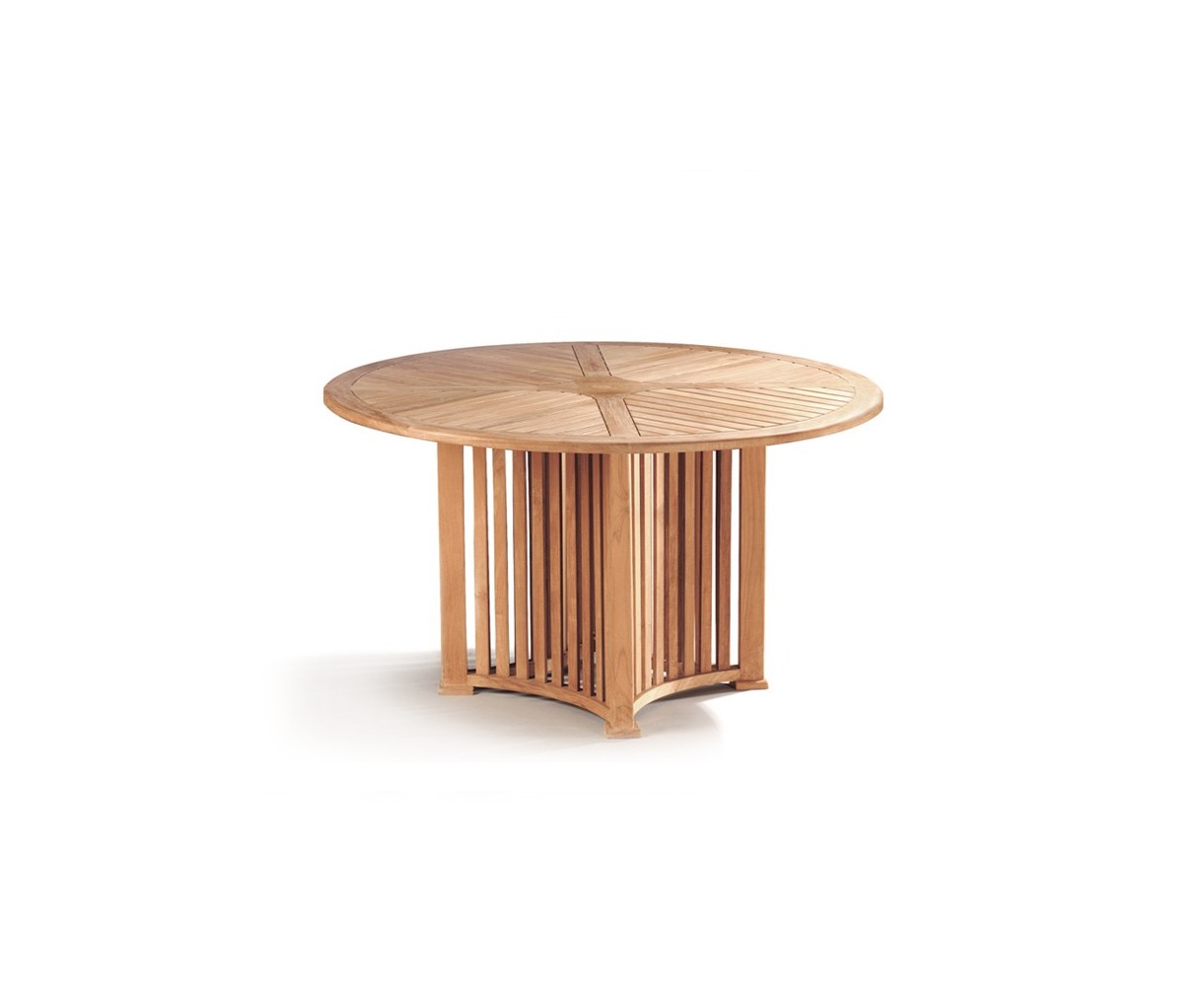 Aero Teak Round Contemporary Dining Table - 130cm