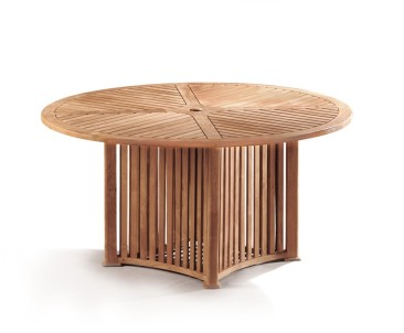 Aero Teak Round Contemporary Outdoor Table - 150cm - 8 Seater Dining Tables