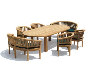 Titan Oval Contemporary Teak Dining Set